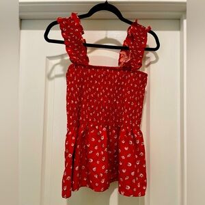 SLEEVELESS RUFFLE TOP FLORAL